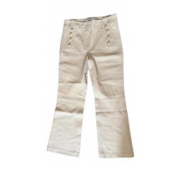 NWOT Derek Lam 10 Crosby Beige Leather Robertson Flared Sailor Pants, Size 8 - Picture 1 of 6
